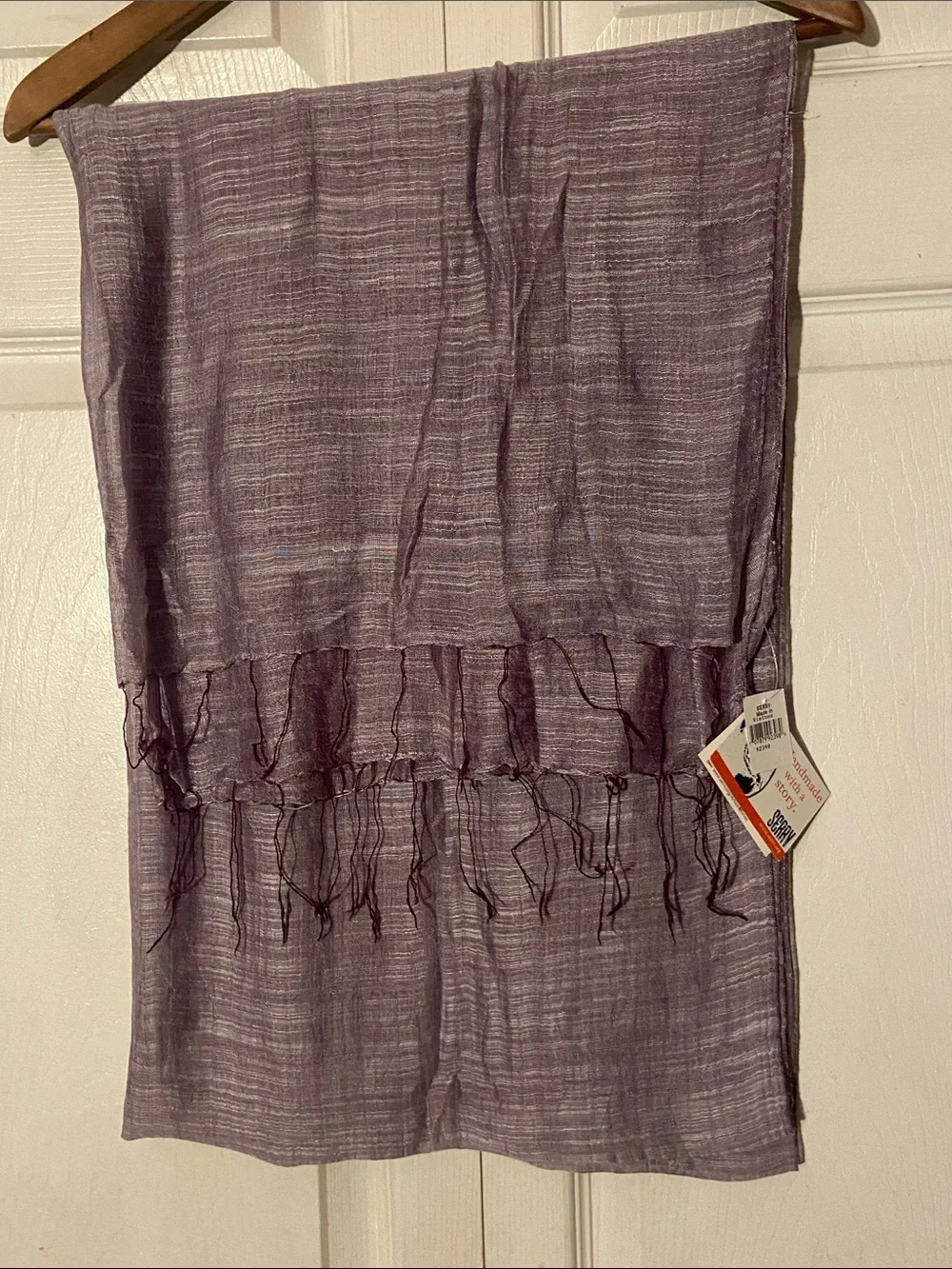 SERRV Lightweight Lavender Wrap Pashmina Scarf w:Fringe Silk/Linen New Vietnam